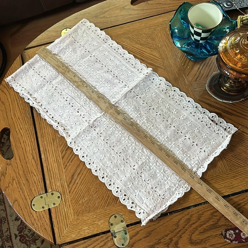 Vintage Pink Eyelet Side Table and Bureau Protector Doilies